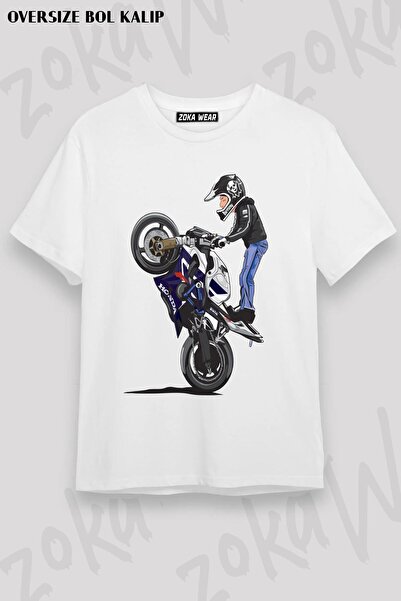 ZOKAWEAR Μπλουζάκι με στάμπα Unisex Oversize Fit Front Lifting Biker Design