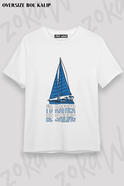 ZOKAWEAR Tricou imprimat unisex oversize cu design Sail Sail