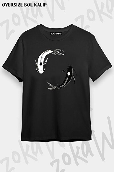 ZOKAWEAR Unisex Oversize kroj Mold Yin Yang Koi, Avatar Design Štampano Majica