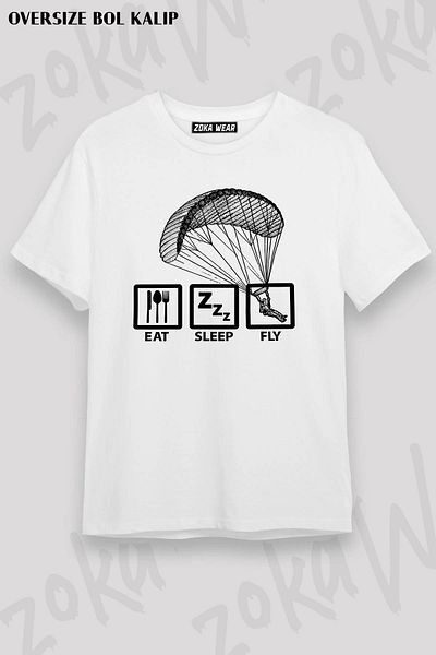 ZOKAWEAR Μπλουζάκι Unisex Oversize Paragliding 5 σχεδίου με στάμπα