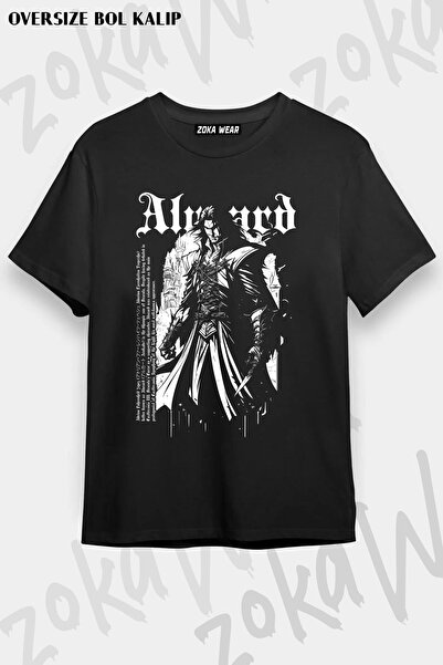 ZOKAWEAR Tricou unisex oversize Alucard, negru, alb, cu imprimeu Streetwear