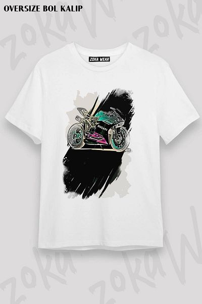ZOKAWEAR Tricou imprimat unisex oversize pentru sport cu motor cu design special