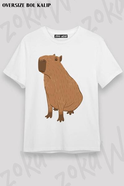 ZOKAWEAR Tricou unisex oversize capybara v2 cu imprimeu