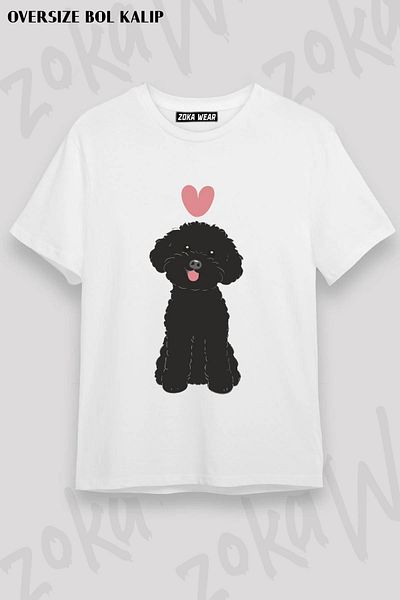 ZOKAWEAR Μπλουζάκι με στάμπα Unisex Oversize Love Black Toy Poodle Design