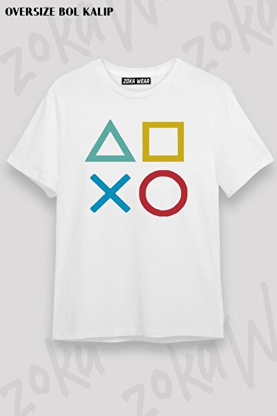 ZOKAWEAR Tricou imprimat unisex oversize cu design pentru controler Playstation