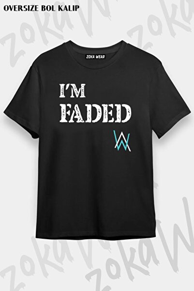 ZOKAWEAR Tricou unisex oversize cu imprimeu Alan Walker cu design decolorat