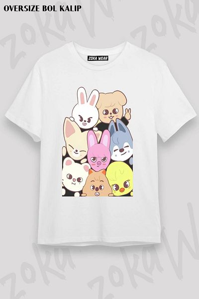 ZOKAWEAR Tricou unisex oversize Stray kids skzoo Design imprimat
