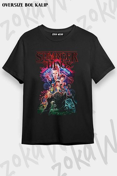 ZOKAWEAR Tricou unisex oversize cu imprimeu Stranger Things4 Design