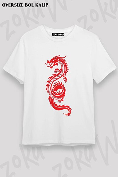 ZOKAWEAR Unisex Oversize Fit Dragon V5 Design Printed Tshirt