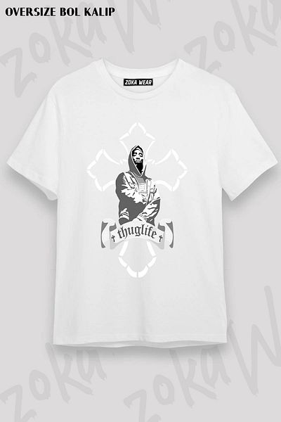 ZOKAWEAR Μπλουζάκι Tupac Shakur με μοτίβο Unisex Oversize