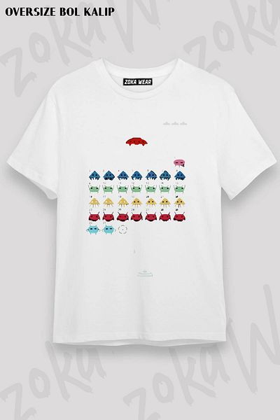 ZOKAWEAR Μπλουζάκι με στάμπα Unisex Oversize Space Invaders Design