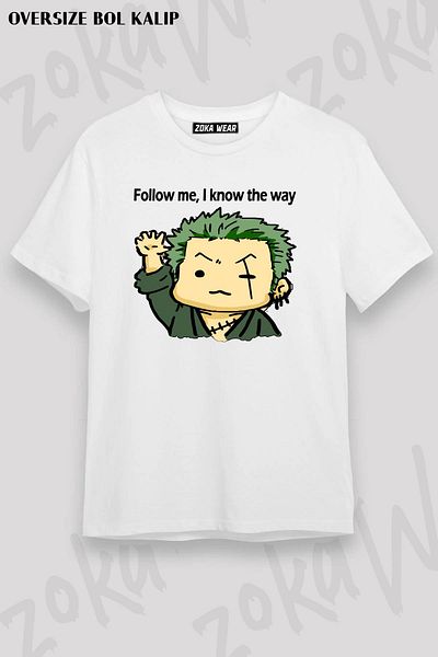 ZOKAWEAR Tricou unisex oversize cu imprimeu One Piece Roronoa Zoro Design