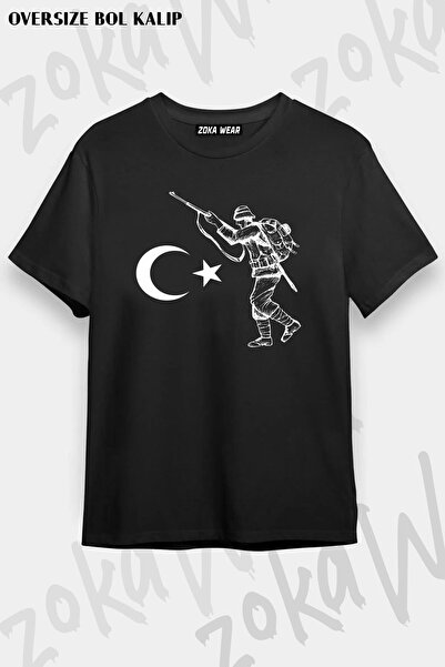 ZOKAWEAR Tricou imprimat unisex oversize cu design militar turcesc