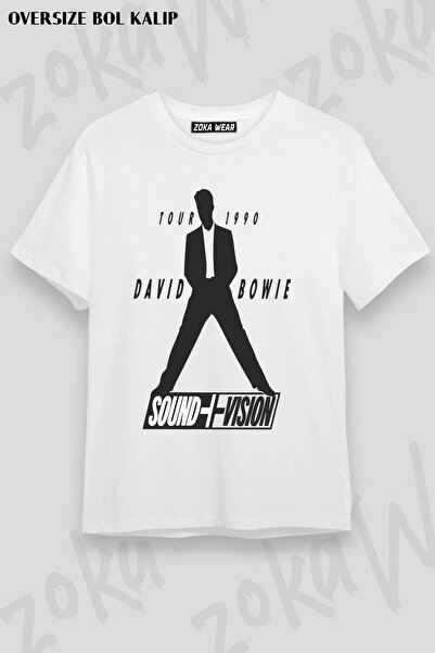 ZOKAWEAR Tricou unisex oversize cu imprimeu Sound Vision David Bowie Design
