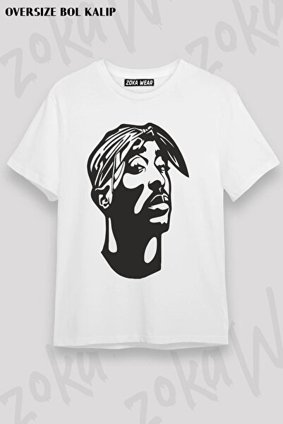 ZOKAWEAR Tricou unisex oversize cu imprimeu 2pac Tupac Shakur Design