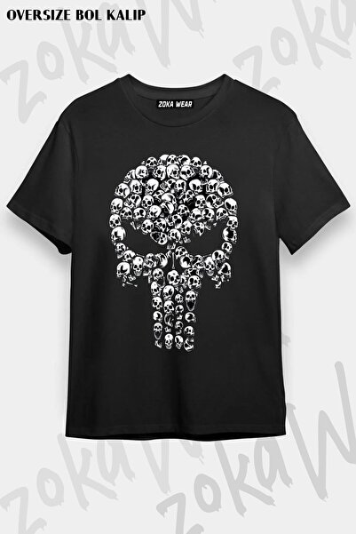 ZOKAWEAR Μπλουζάκι με στάμπα Unisex Oversize Skull Punisher Design