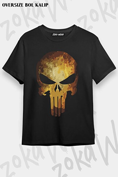 ZOKAWEAR Tricou imprimat unisex oversize Mold Punisher Skull Logo Design