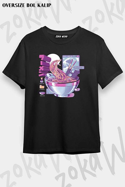 ZOKAWEAR Tricou unisex oversize cu imprimeu Web Ramen Design