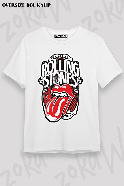 ZOKAWEAR Tricou unisex oversize cu imprimeu The Rolling Stones cu design special
