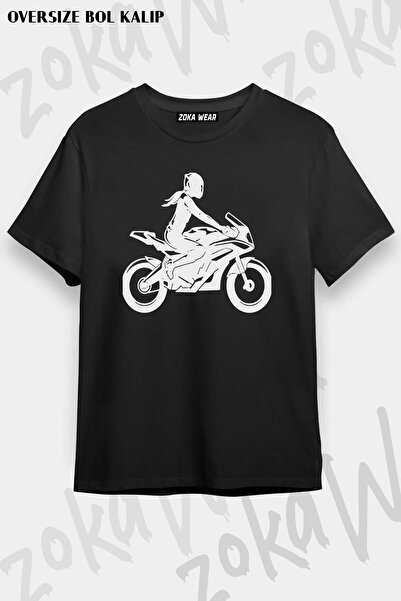ZOKAWEAR Unisex Oversize kroj majica sa dizajnom biciklističke devojke Štampano