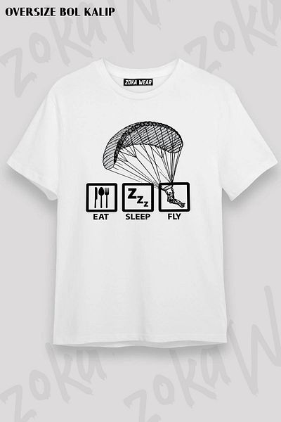 ZOKAWEAR Μπλουζάκι με στάμπα Unisex Oversize Paragliding x2 Design