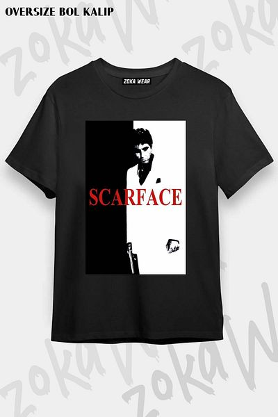 ZOKAWEAR Μπλουζάκι με στάμπα Unisex Oversize Cover Film Scarface Design