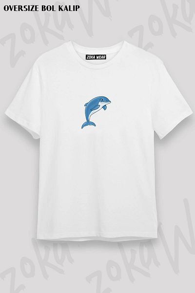 ZOKAWEAR Μπλουζάκι με στάμπα Unisex Oversize με σχέδιο ζώων δελφινιών