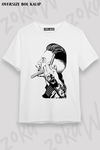 ZOKAWEAR Tricou imprimat unisex oversize cu design pentru frizer