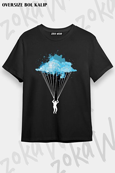 ZOKAWEAR تي شيرت مطبوع بتصميم Parachute Paragliding v2 للجنسين مقاس كبير
