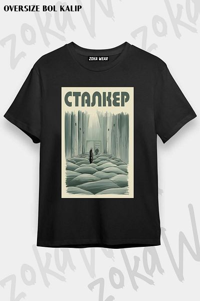 ZOKAWEAR Tricou cu imprimeu unisex oversize Andrei Tarkovsky Stalker Design