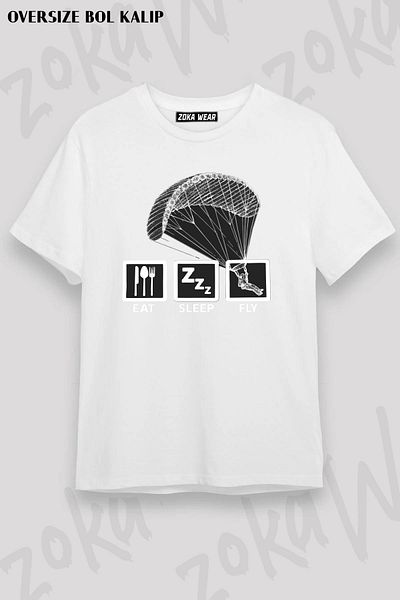 ZOKAWEAR Μπλουζάκι με στάμπα Unisex Oversize Paragliding Paragliding3 Design