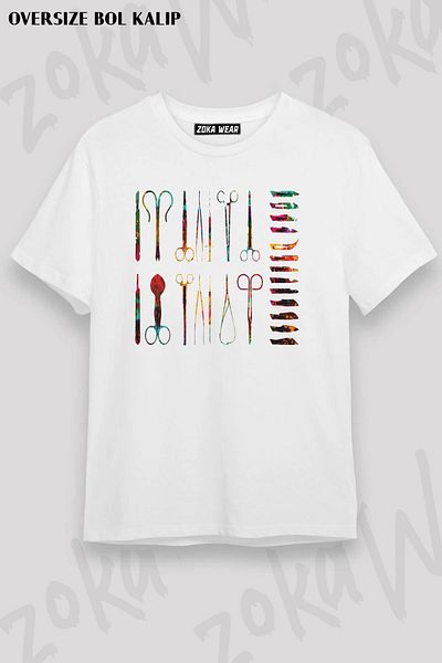 ZOKAWEAR Μπλουζάκι με τυπωμένο σχέδιο Unisex Oversize Medical Tools