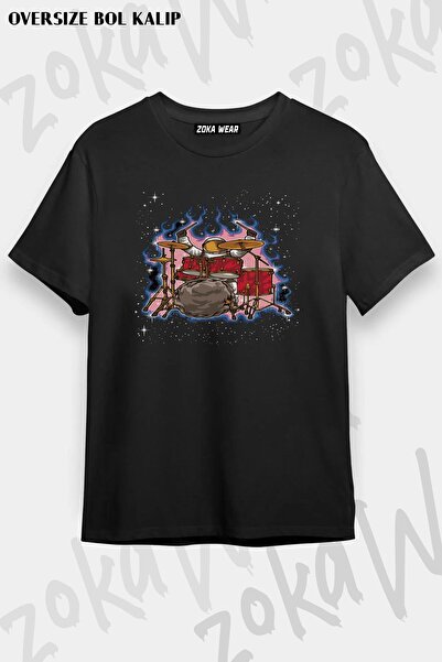 ZOKAWEAR Tricou imprimat unisex oversize cu design special pentru tobe