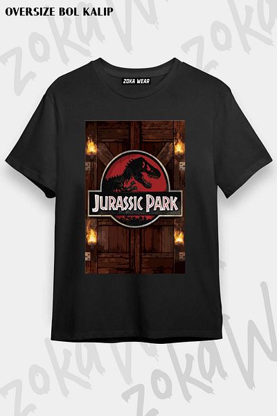 ZOKAWEAR Tricou unisex oversize cu imprimeu Jurassic Park v2