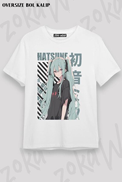 ZOKAWEAR Tricou unisex oversize cu imprimeu Vocaloid Hatsune Miku