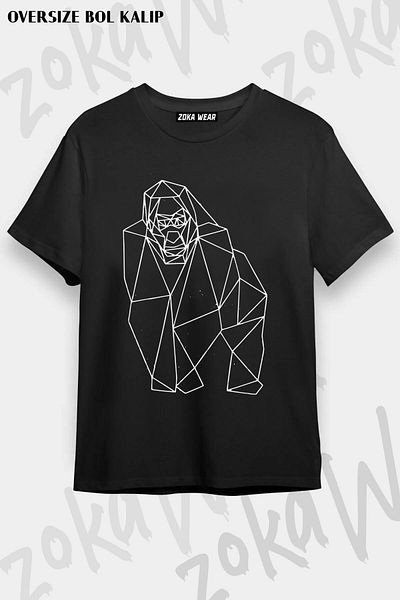ZOKAWEAR Tricou unisex oversize cu imprimeu Gorilla 2 Design