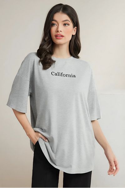 Frisson Unisex California Printed Crew Neck Oversize Cotton T-Shirt