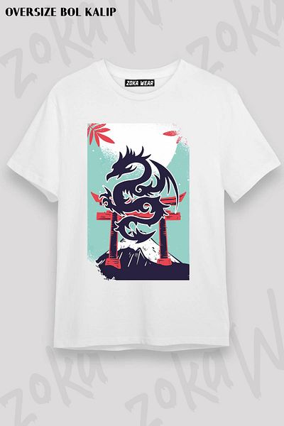 ZOKAWEAR Μπλουζάκι με στάμπα Unisex Oversize Κινέζικο Dragon Design