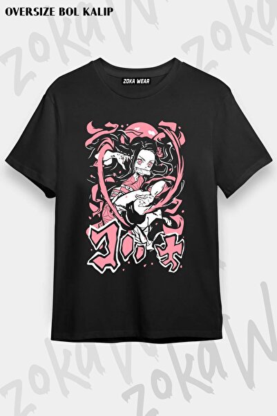 ZOKAWEAR تيشيرت مطبوع بتصميم Nezuko مقاس كبير للجنسين