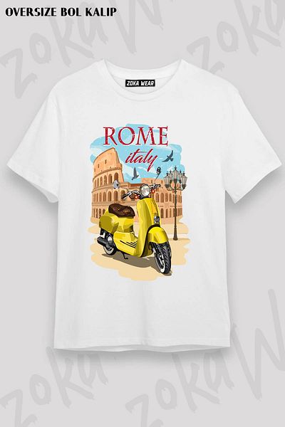 ZOKAWEAR Tricou unisex oversize cu imprimeu Roma Italia