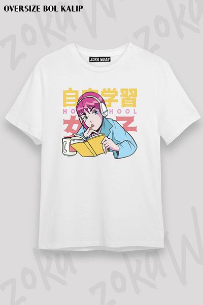 ZOKAWEAR Μπλουζάκι με στάμπα Unisex Oversize Anime και Manga Character Design