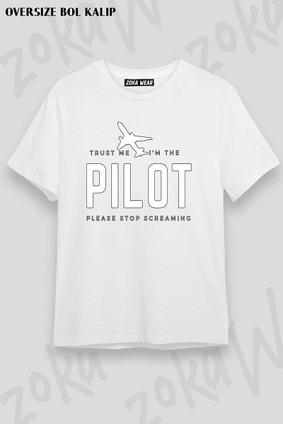 ZOKAWEAR Unisex Oversize Pattern Pilot, Αεροπλάνο, Μπλουζάκι με στάμπα με σχέδιο αεροπλάνου