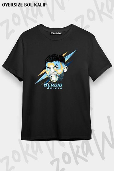 ZOKAWEAR Tricou unisex oversize cu imprimeu Sergio Aguero Design