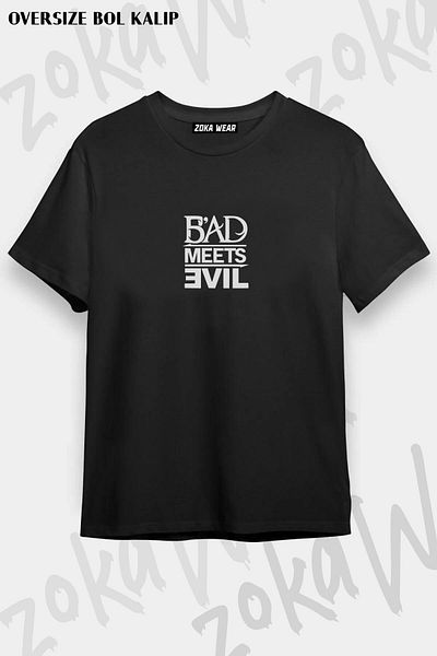 ZOKAWEAR Tricou unisex oversize Eminem Bad Meets Evil Design imprimat