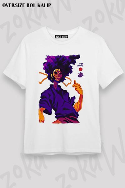 ZOKAWEAR تي شيرت مطبوع بتصميم أفرو ساموراي v2 مقاس كبير للجنسين