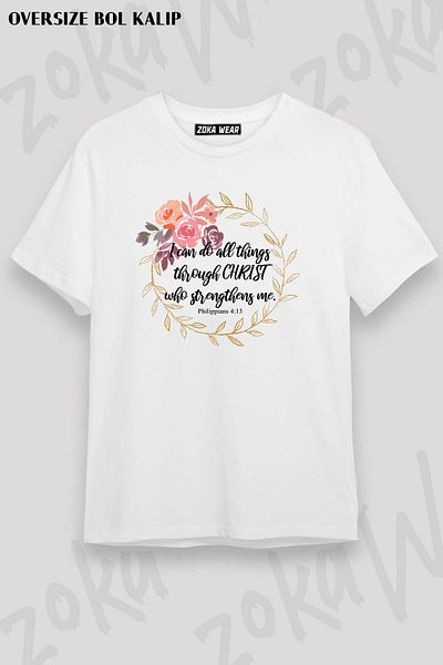 ZOKAWEAR Unisex Oversize Mold Philippians 413 Μπορώ να κάνω Σχεδιασμό εμπριμέ μπλουζάκι
