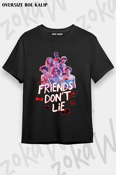 ZOKAWEAR Stranger Things Friends Dont Lie Unisex μπλουζάκι υπερμεγέθη