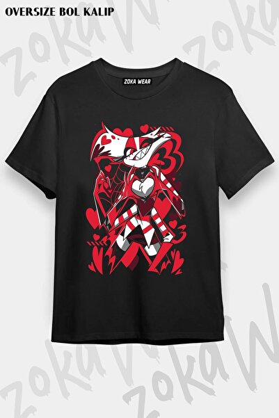 ZOKAWEAR Unisex Oversize Kalıp Hazbin Hotel Angel Dust2 Tasarım Baskılı Tshirt