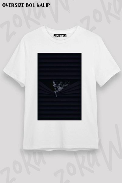 ZOKAWEAR Unisex Oversize Mold Skull Is Behind The Curtain Σχέδιο εμπριμέ μπλουζάκι