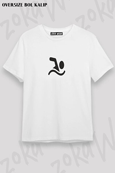 ZOKAWEAR Tricou imprimat unisex oversize pentru înotător